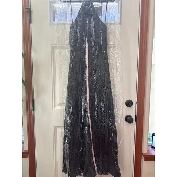 Mac Duggal 27457 Halter Neck Pleated Jumpsuit in Black Size 2 NWT in Plastic - Picture 5 of 6